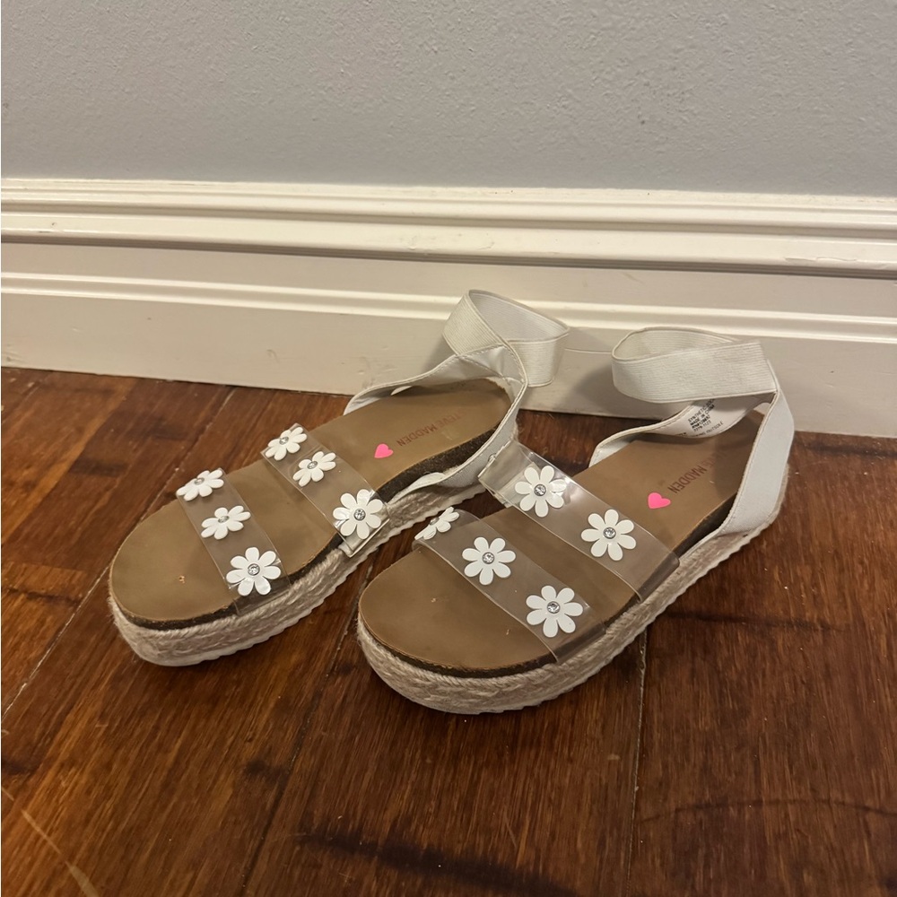 Steve Madden White Floral Platform Sandals